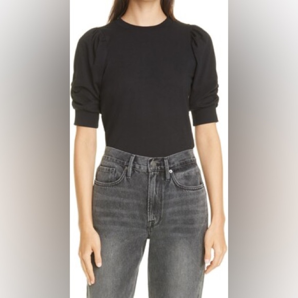 Frame Frankie Puff Sleeve Tee in black - Picture 14 of 15